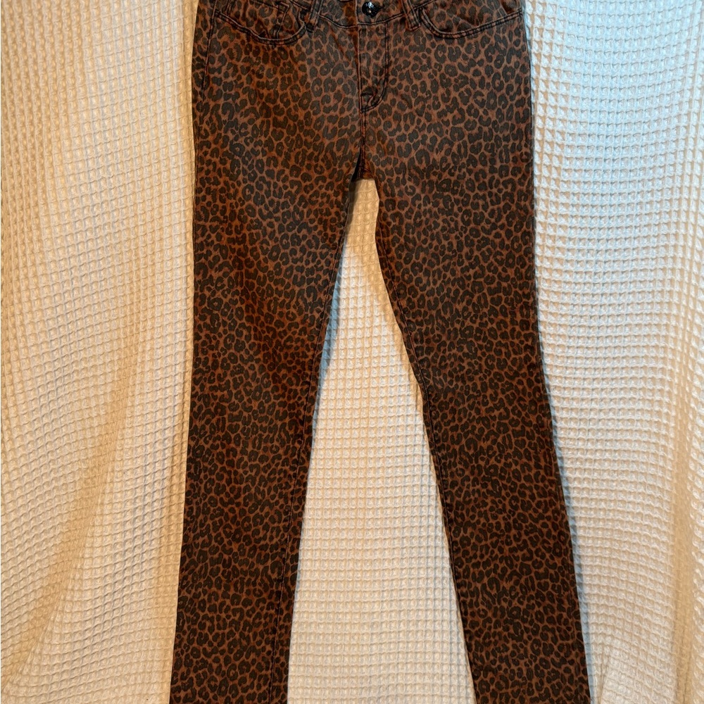 Bullhead Brown Leopard Print Skinny Jeans - Size 7